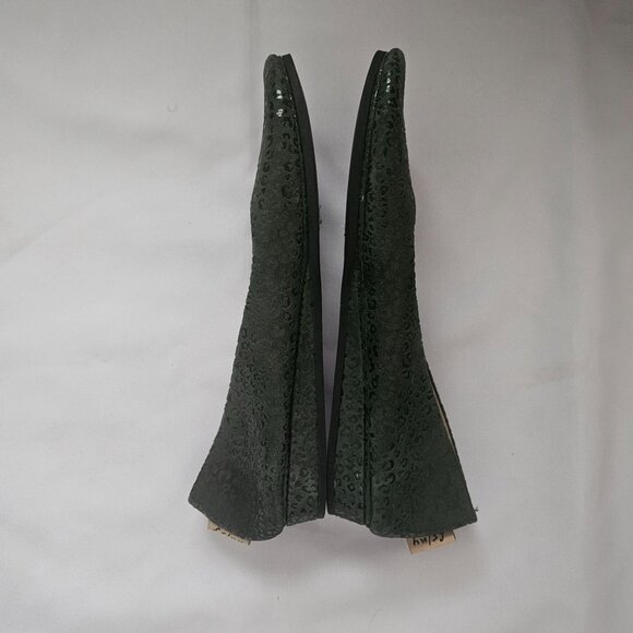 French Sole FS/NY Dark Green Leopard Print Zeppa Semi-Wedge Shoe Women's 7.5 - Picture 8 of 10